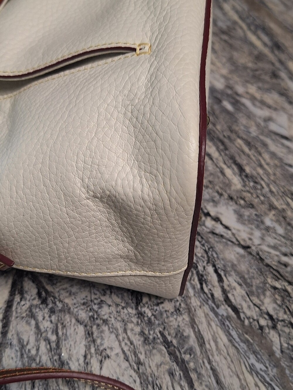 Dooney and Bourke Pebble Leather Aubrey Satchel, EUC, BONE - Picture 6 of 13